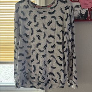 Cupio Black and White Eyelash Pattern Long Sleeve Top large BOGO